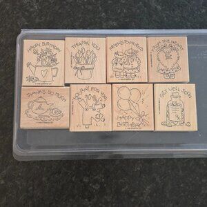 Stampin Up Set of 8 Wood Rubber Border Stamps Scrapbooking